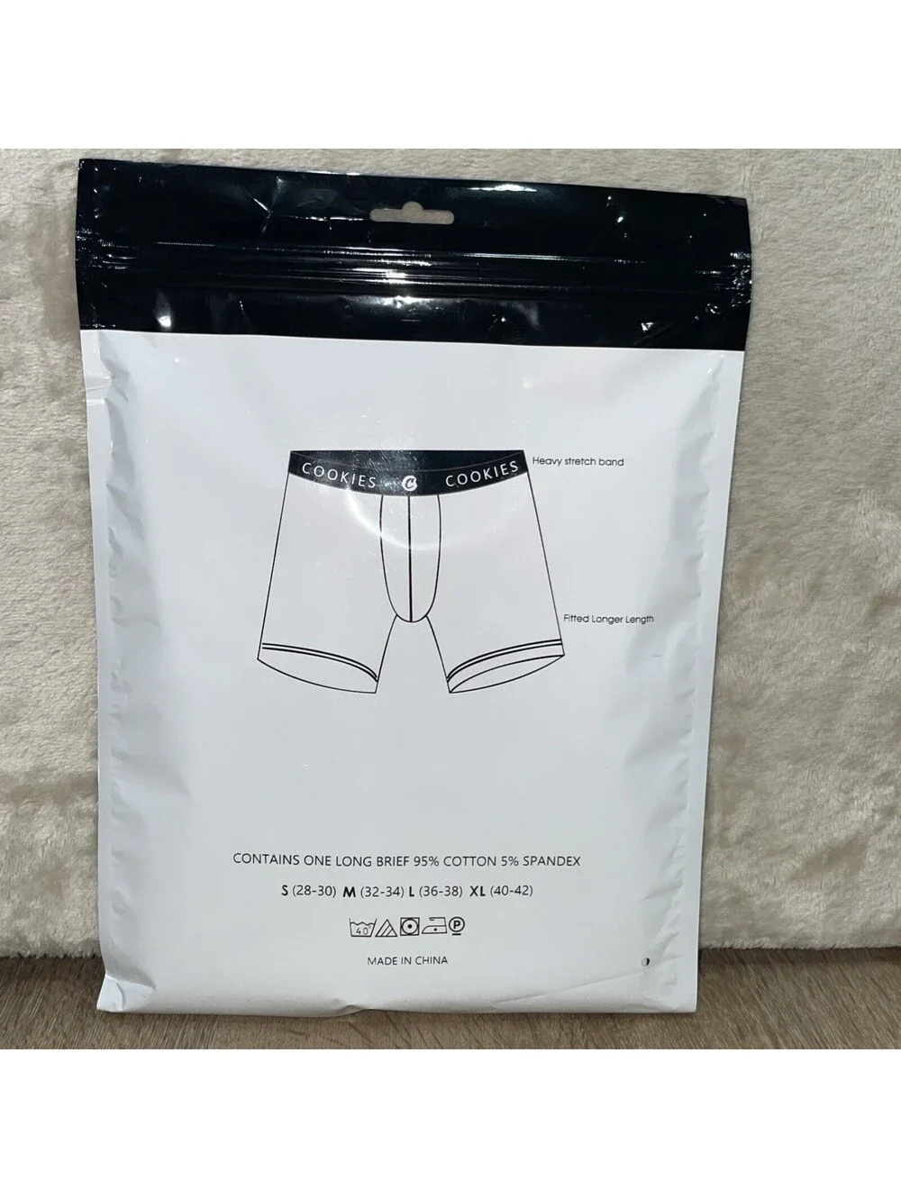 Cookies SF Cotton Stretch Boxer Brief Underwear White Cookies Logo AOP Mens L